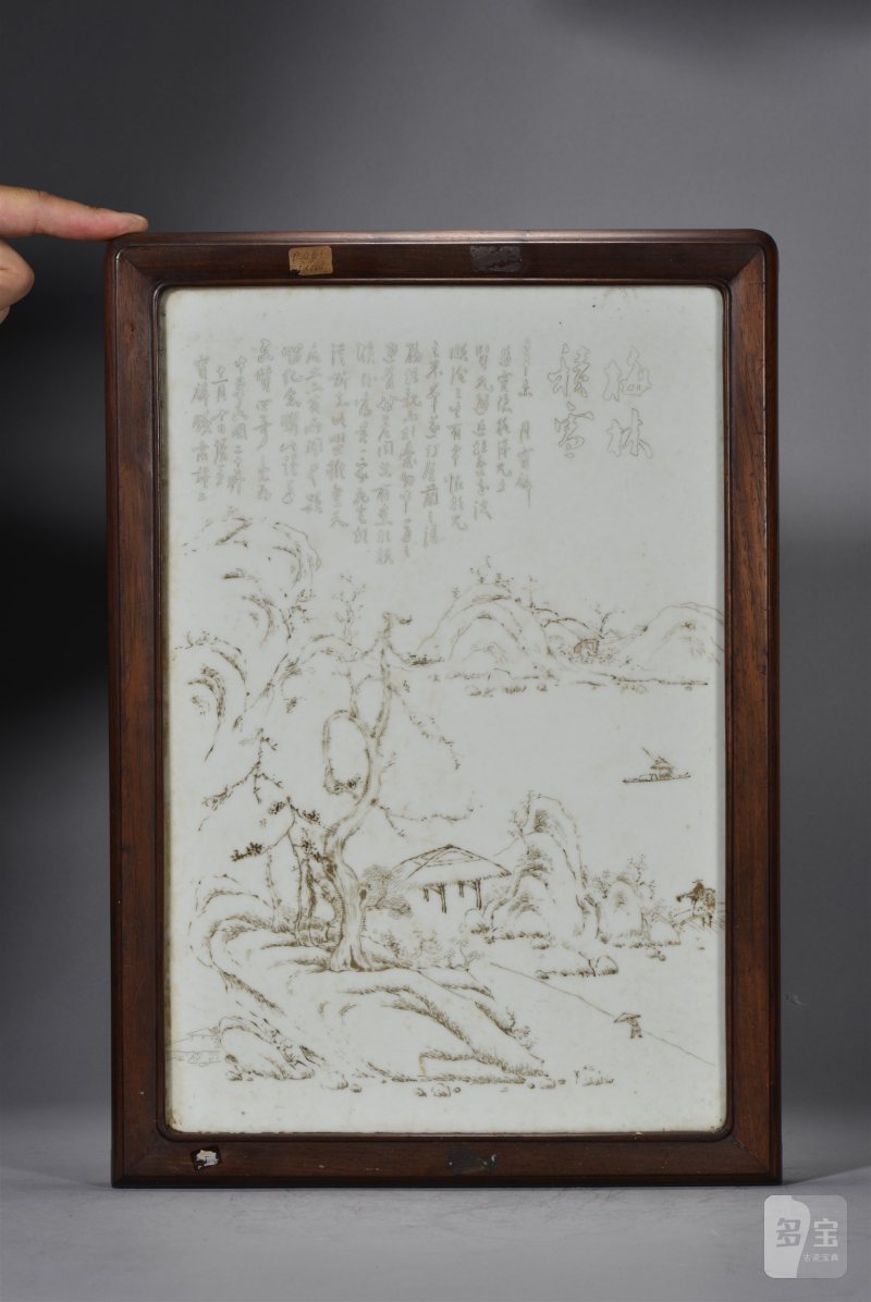 民国 刻瓷「梅林积雪」瓷板 - 图2